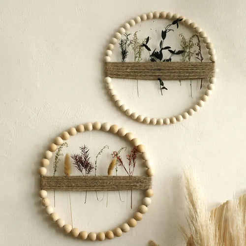 Wood Bead Door Wreath Elegant Wall Ornaments Decorative Minimalist Wall Art Modern Wooden Interior Decoration Bedroom Decors