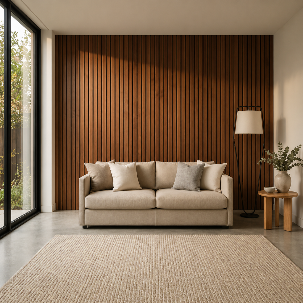 Luxe Walnut Slat Panel — XL 270 × 110 cm